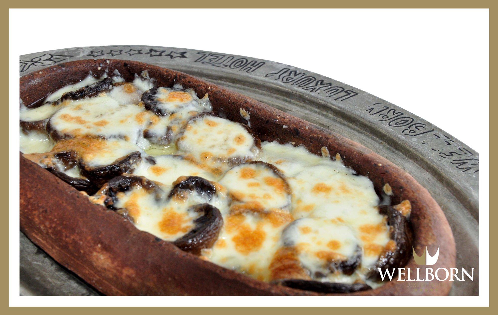 MUSHROOM CASSEROLE WITH KASHAR CHEESE